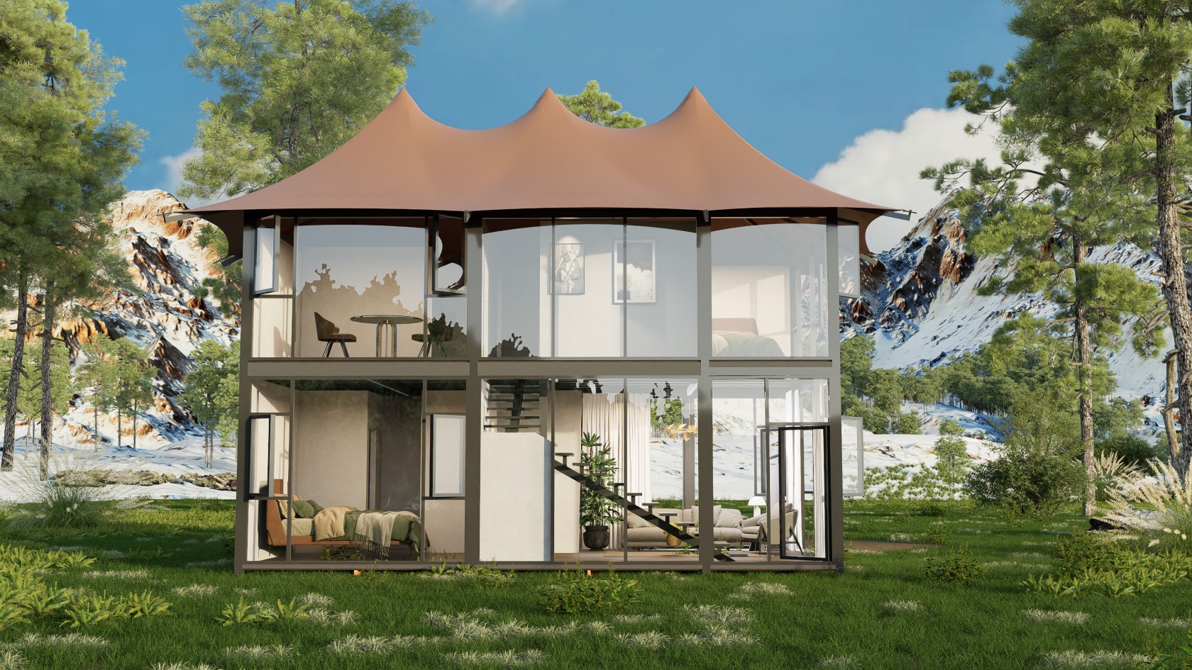 复式三连顶帐篷(尊跃SKY·别墅帐篷)